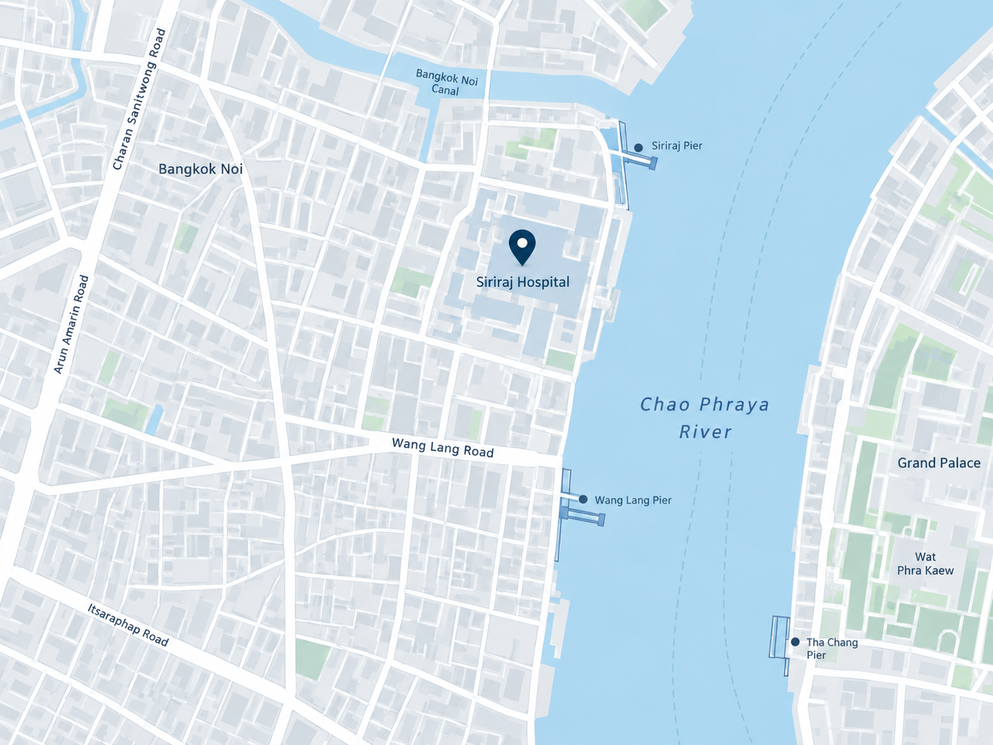 Map showing the MU–JHU NCD Research Collaborative Center near Siriraj Hospital